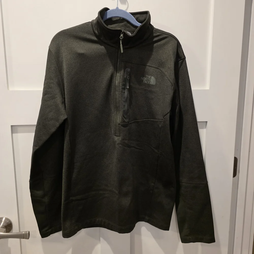 North Face Mens Canyonland Fleece Sweater 1/4 Zip Jacket Pullover Dark Green
